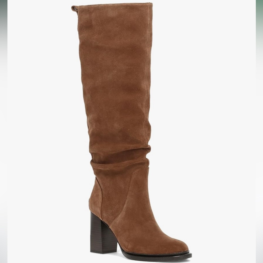 🆕 FRYE Wide Calf Alex Tall Boot Brown Suede Knee High Boho Vintage Style Heel 10 - Picture 10 of 12